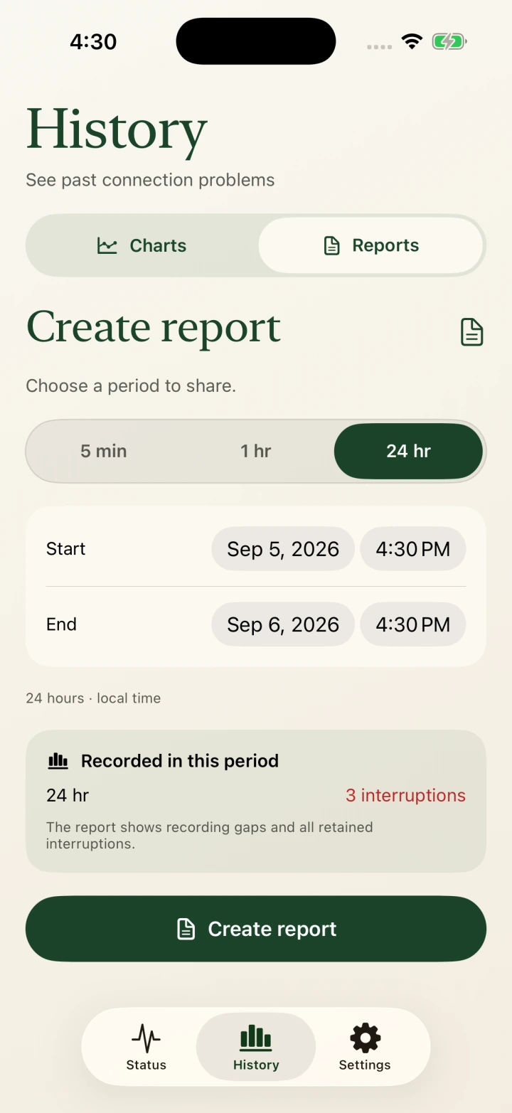 Create report for a selected date range